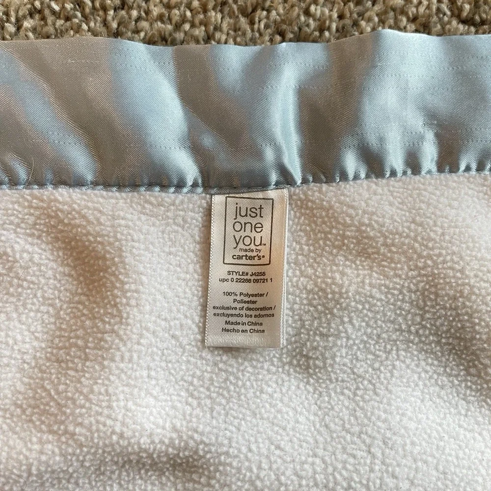 Carters Just One You Mommy's Little Man Blue White Satin Star Dot Baby Blanket‎
